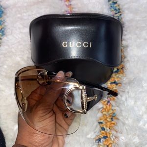 Gucci rhinestone shield glasses